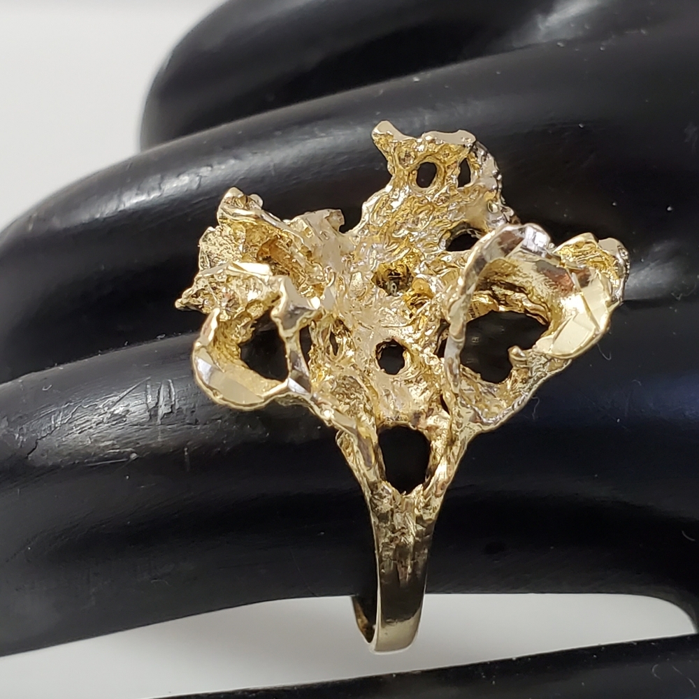 14k Gold Organic Brutalist Sculptural Ring